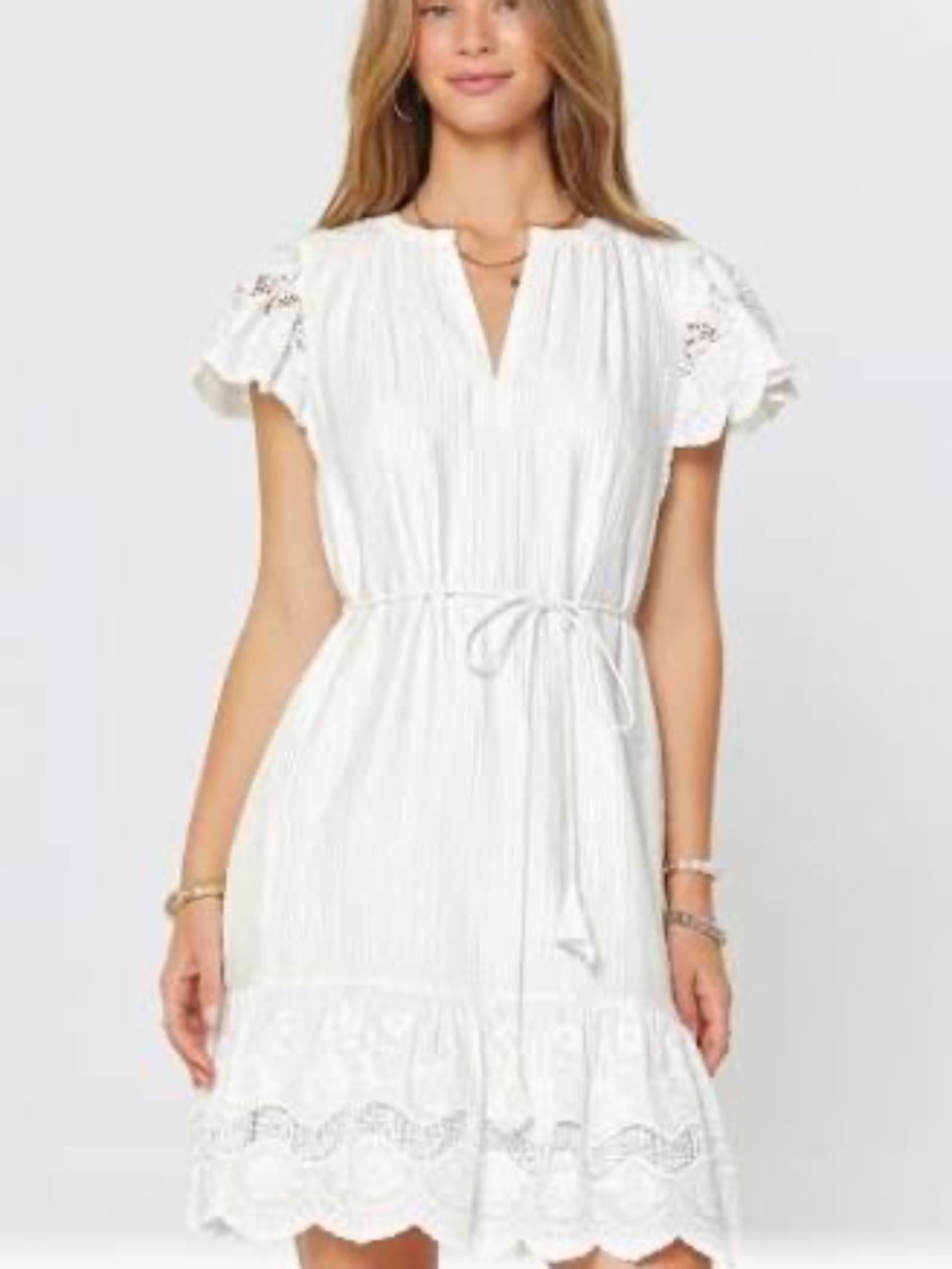 Current Air White Lace-Trim Mini Dress